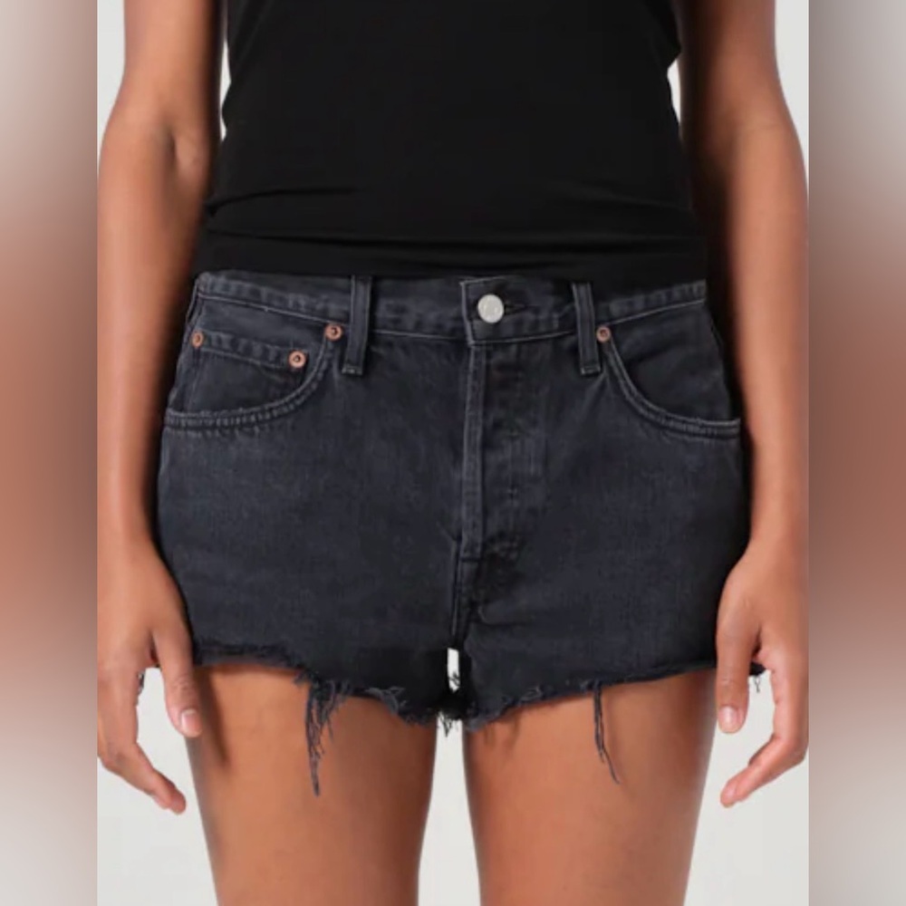 Agolde vintage parker cut off shorts in black